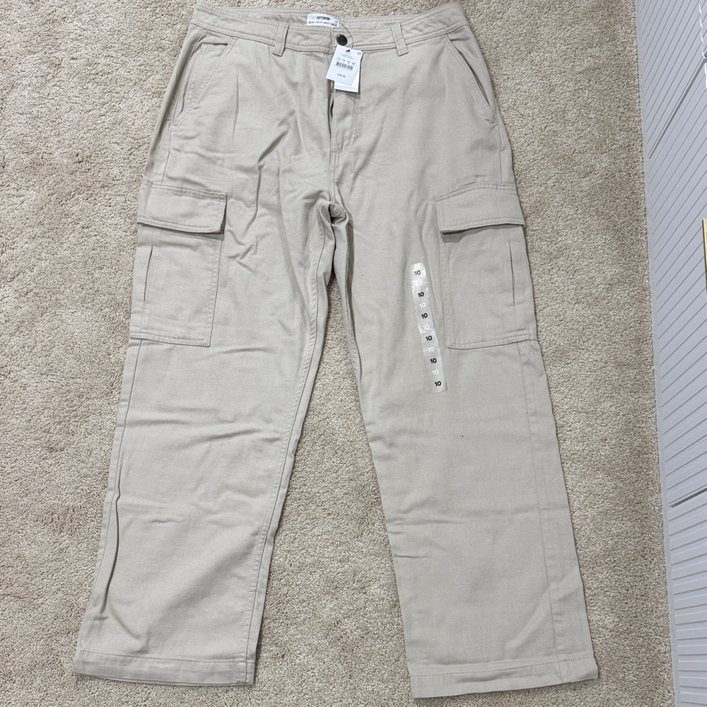 Beige Cargo Pants - Women's Utility Trousers Size 10